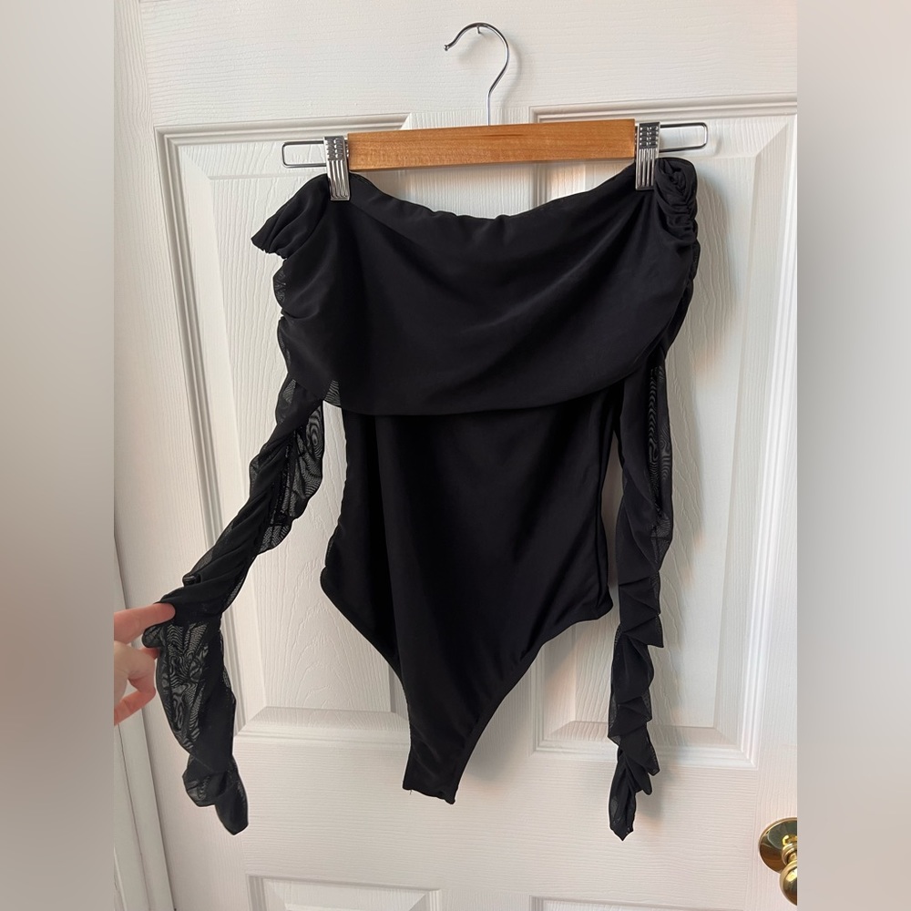 Black Off Shoulder Tall Boohoo Bodysuit
